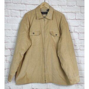 VTG Corduroy Jacket Fleece Lined Mens XL MARINO BAY Natural Full Zip Pockets